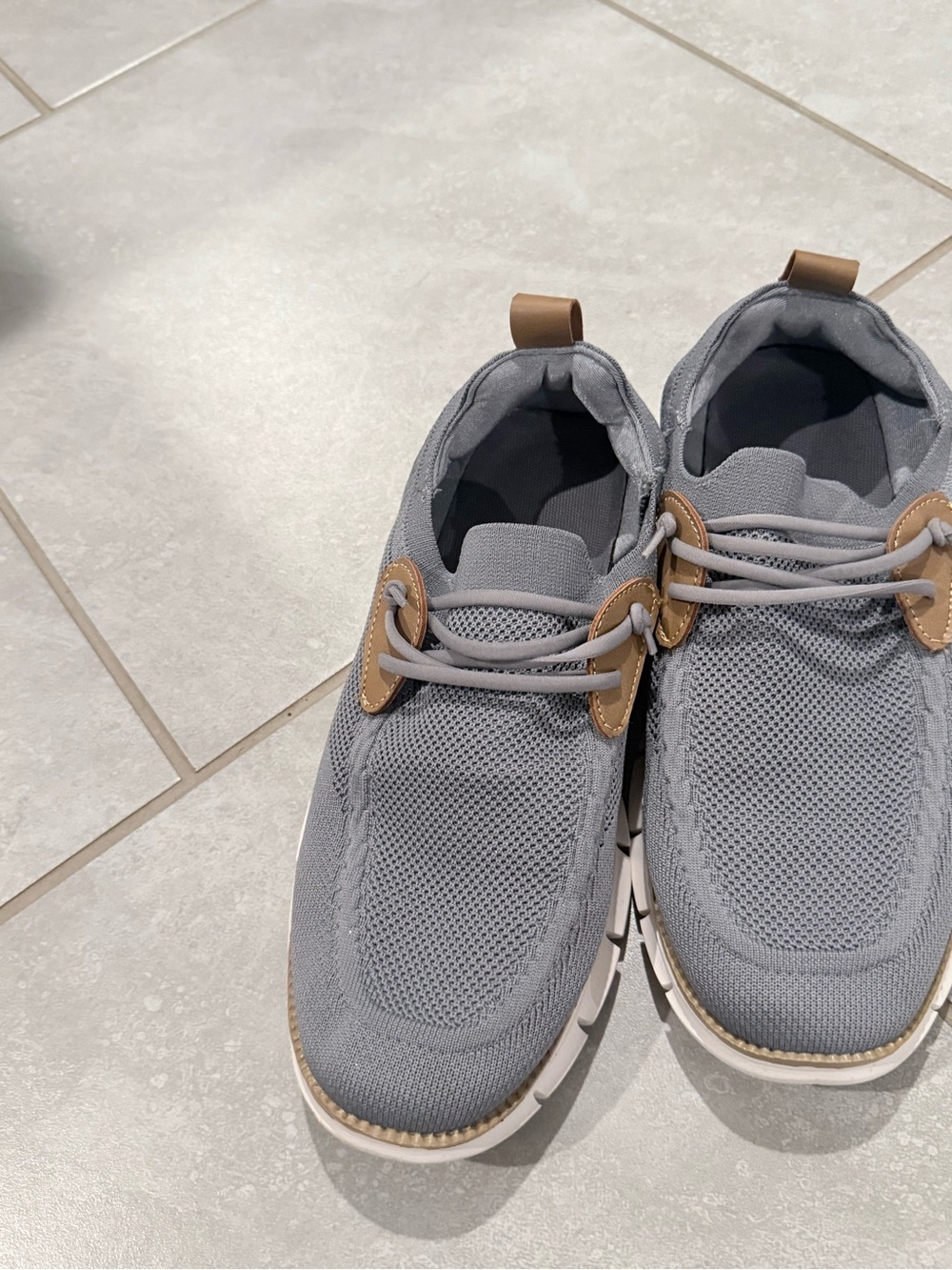 Men's Gray Casual Knit Lace-Up Shoes
